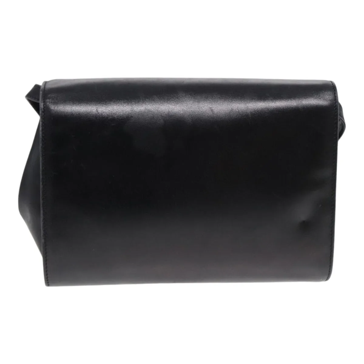 CELINE Shoulder Bag Leather Black Gold Auth 87745