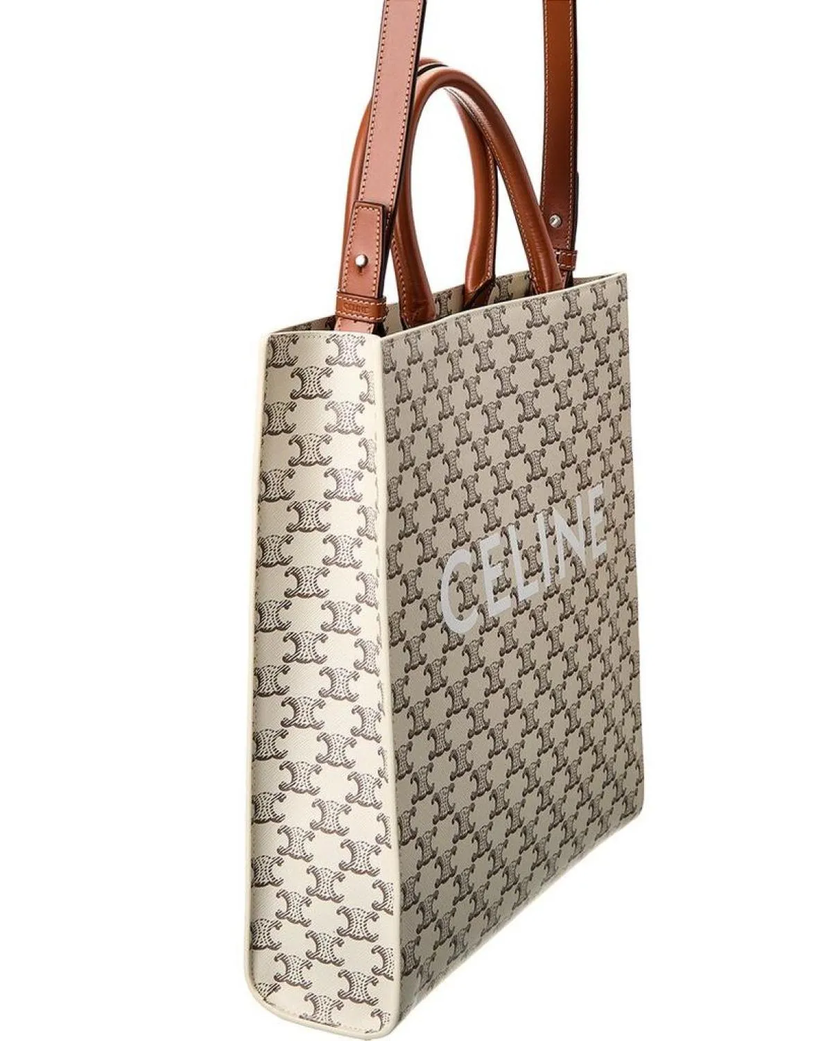 CELINE Vertical Cabas Medium Triomphe Canvas & Leather Tote