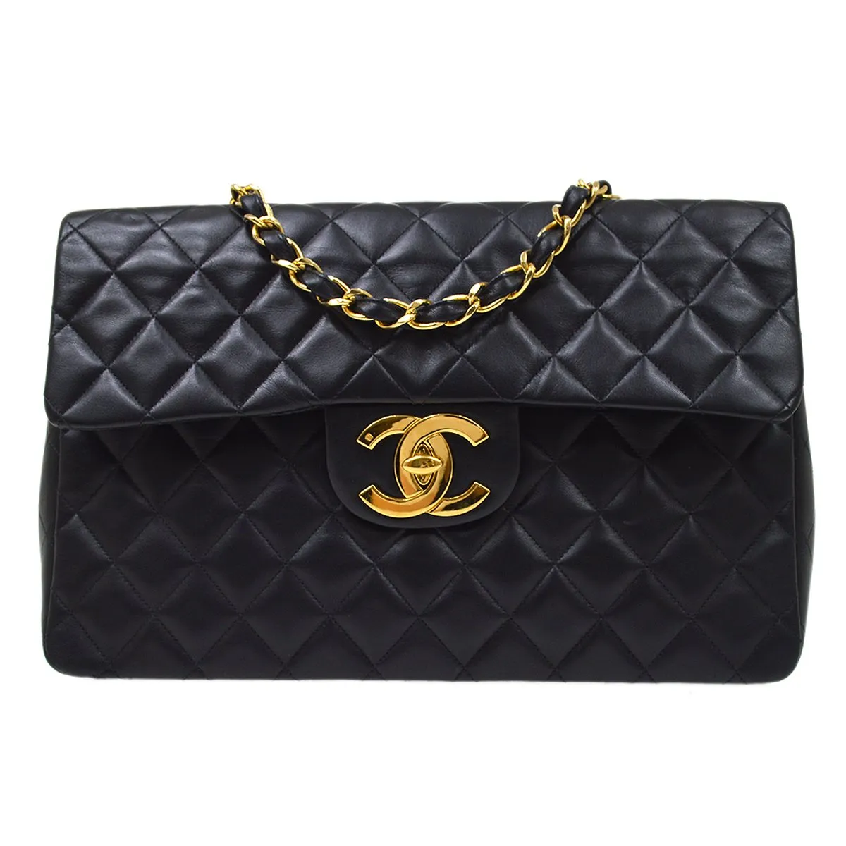 CHANEL 1994-1996 Classic Flap Maxi Black Lambskin 61466