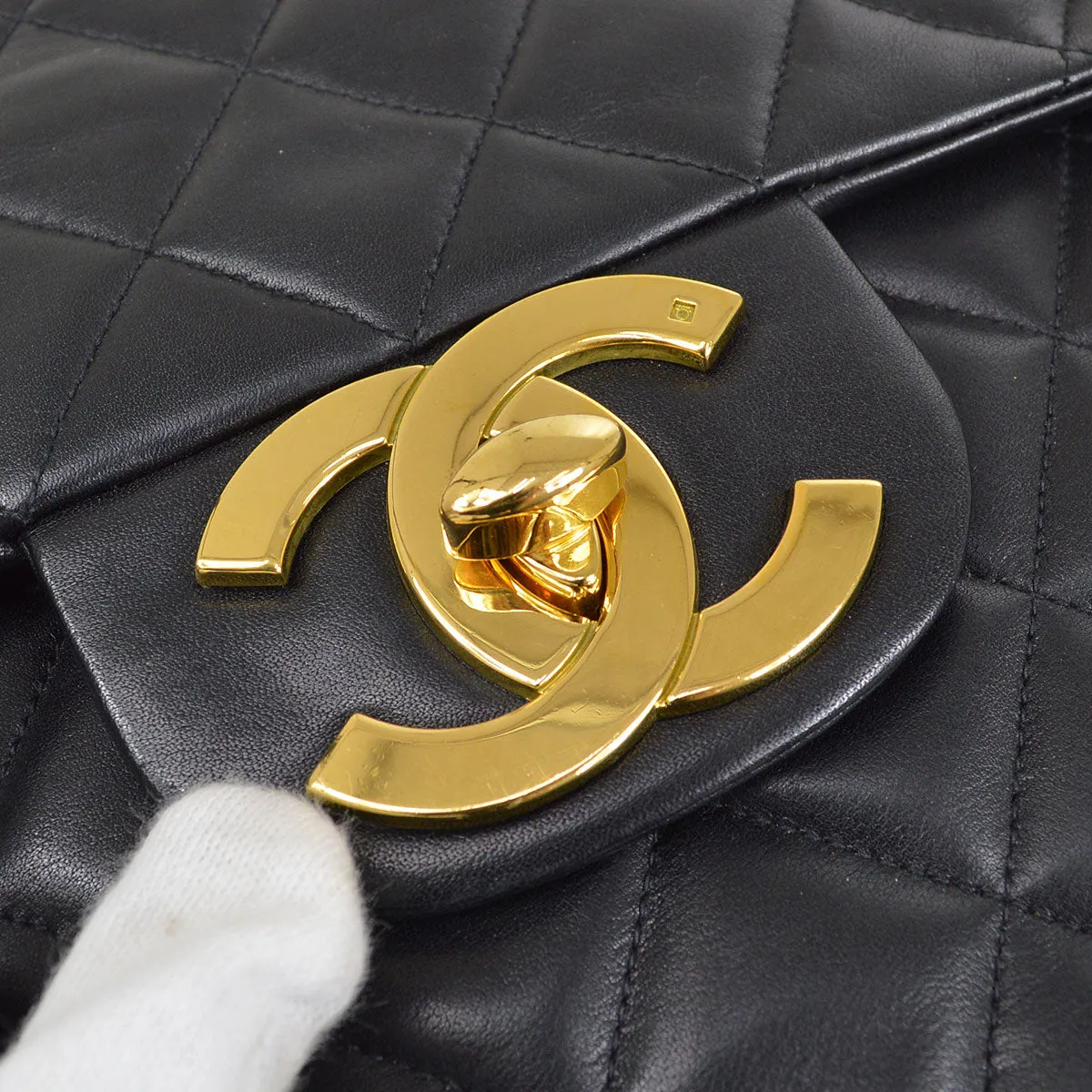 Chanel 1994 Black Lambskin Classic Flap Maxi 62883