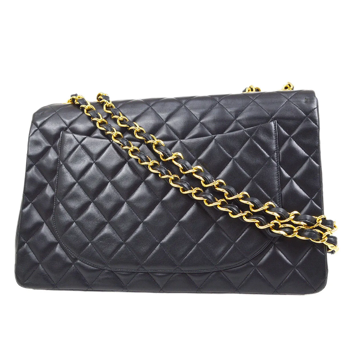 Chanel 1994 Black Lambskin Classic Flap Maxi 62883