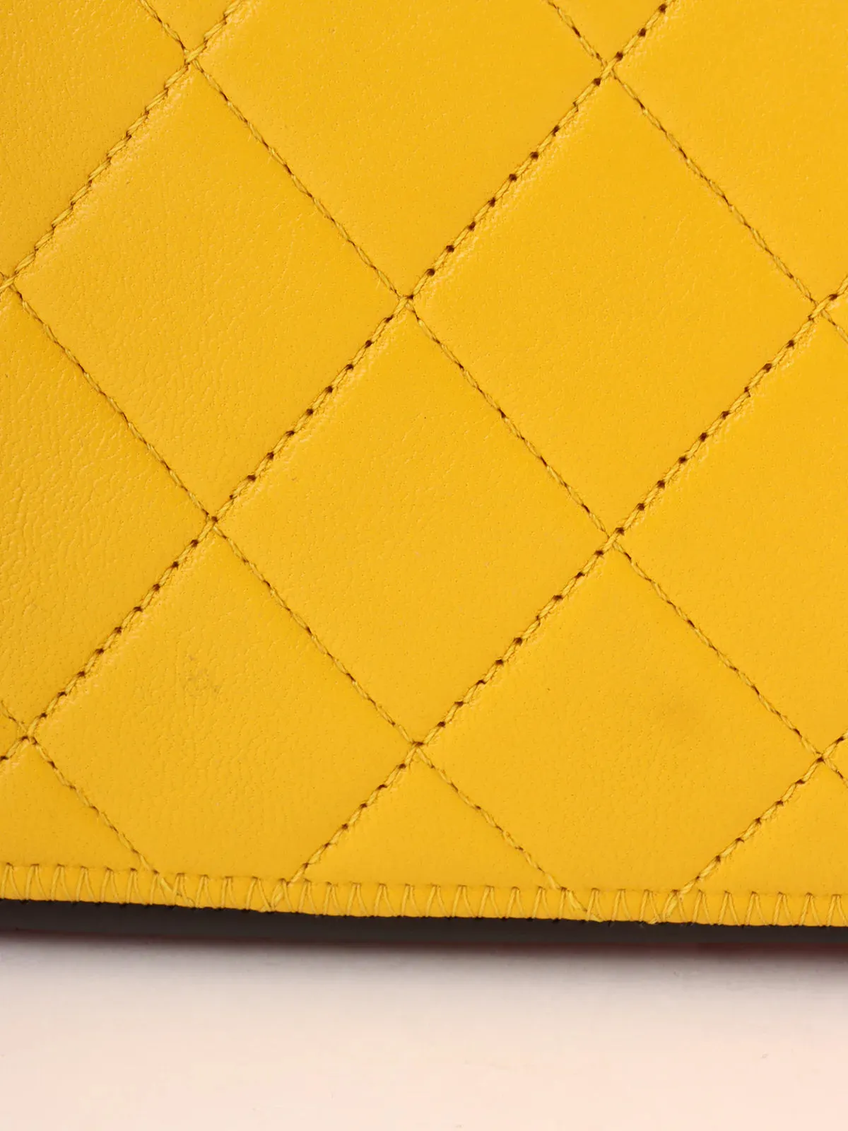 CHANEL Around 2014 Made Mondrian Tricolore Turn-Lock Chain Shoulder Bag Yellow/Blue/Red