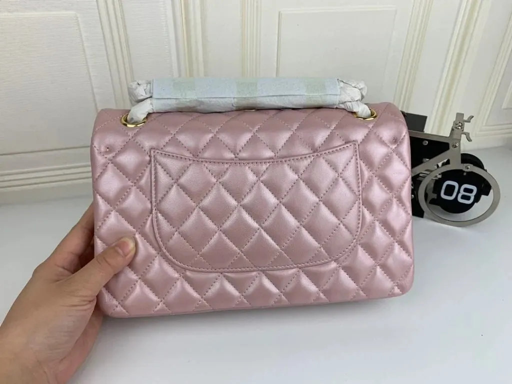 Chanel Classic Double Flap 25 Shoulder Bag Iridescent Pink