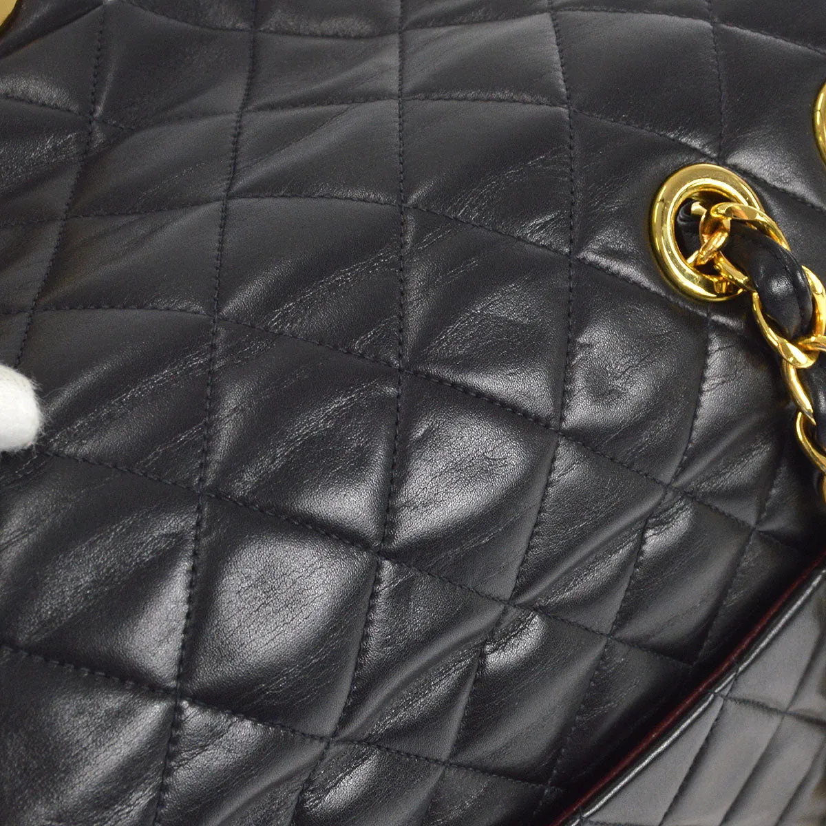 CHANEL Classic Flap Maxi Chain Shoulder Bag Black Lambskin 87291