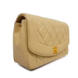 Chanel  Matelasse Diana Flap Single Chain Women's Leather Shoulder Bag Beige