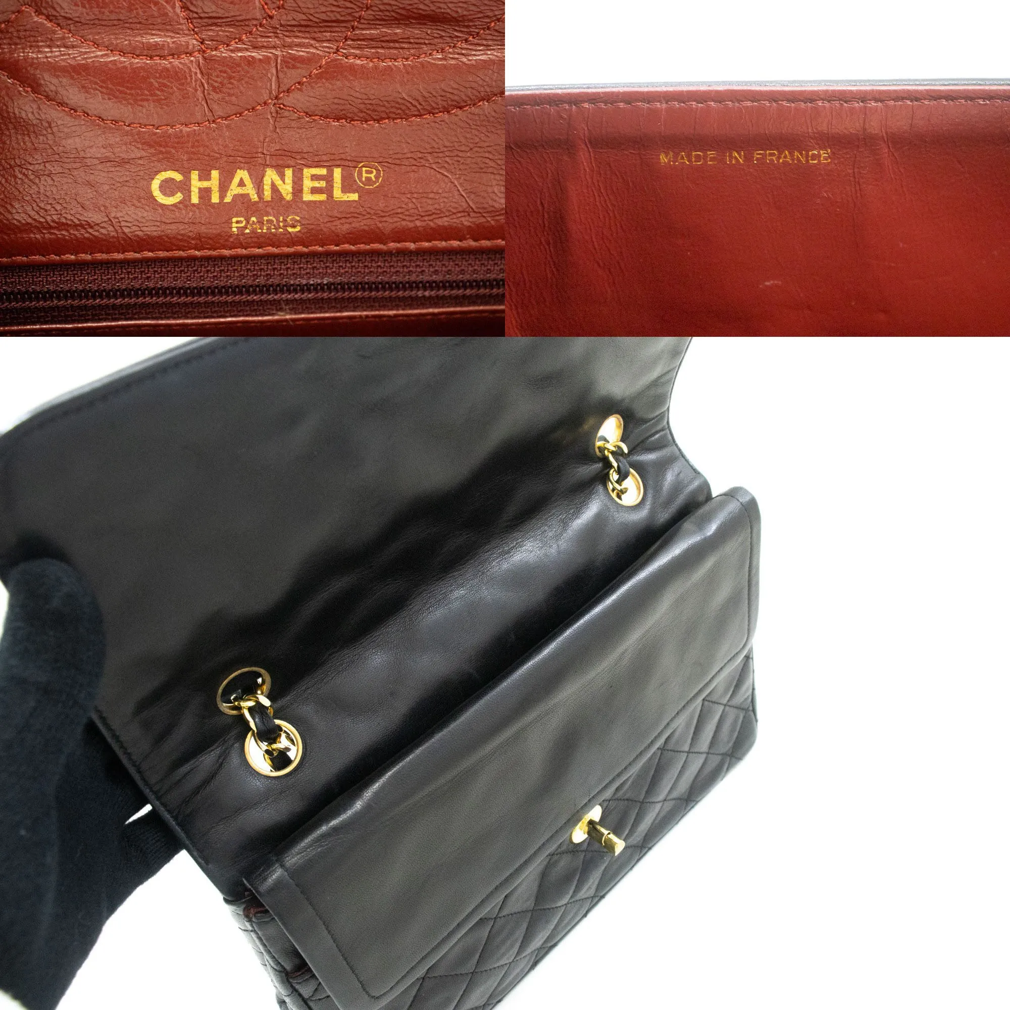 CHANEL Paris Limited Chain Shoulder Bag Black Quilted Single Flap p37