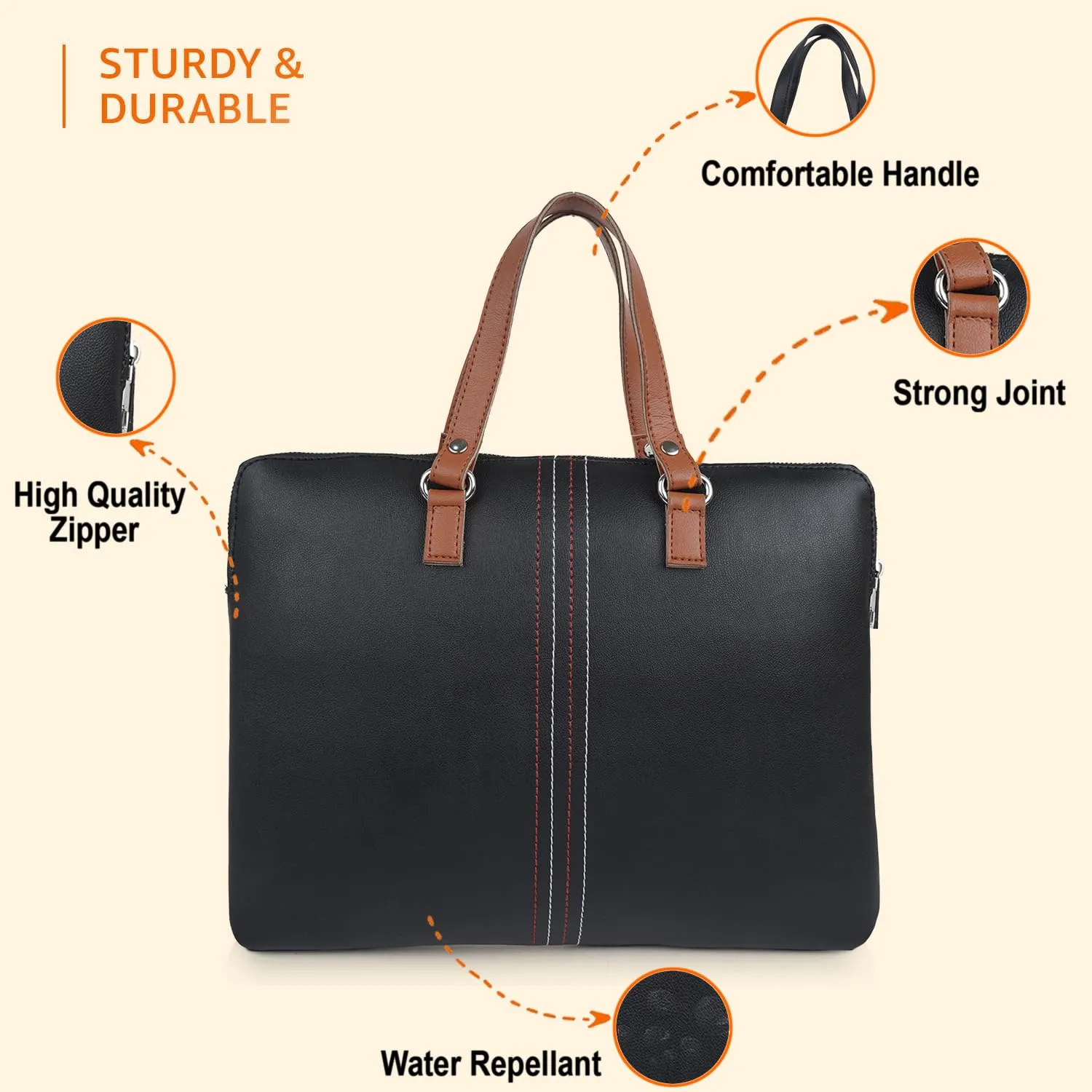 CIMONI Premium Vegan Leather Trendy Office Briefcase, College Daytrip School Handheld Business Messenger Laptop Bag For Men
