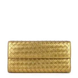 Continental Intrecciato Nappa Leather Wallet