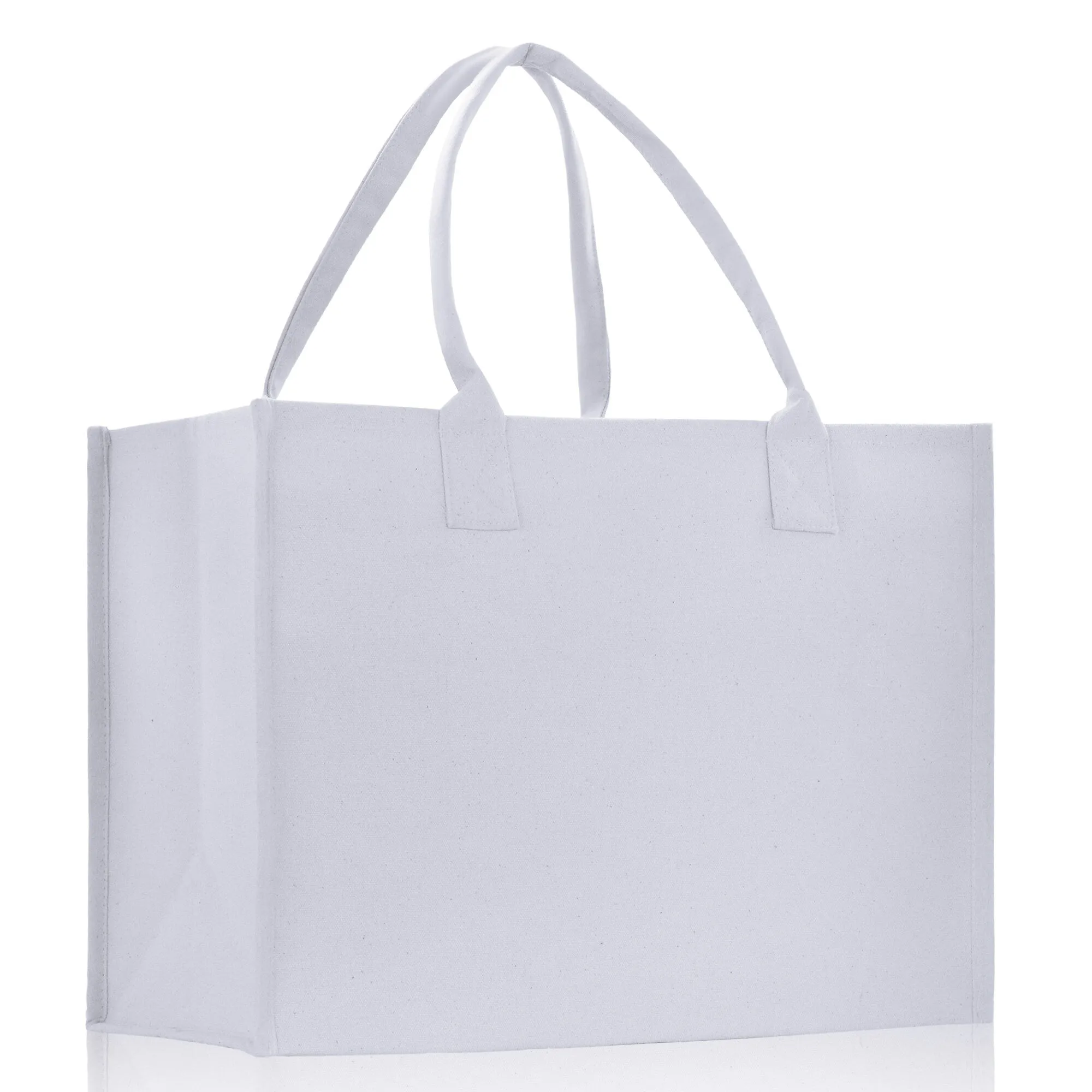 Customized Embroidered Name Tote Bag 100% Cotton Canvas and a Chic Personalized Tote Bag, Beach Bag, Market Bag, Bridesmaid Bag - White