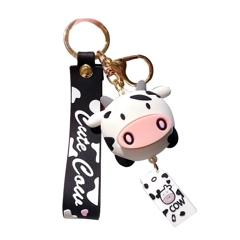 Cute Cows Silica Gel Women's Bag Pendant Keychain
