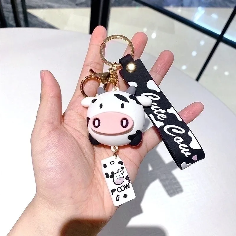 Cute Cows Silica Gel Women's Bag Pendant Keychain