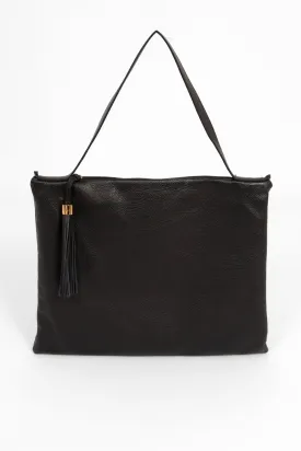 Dulce Italian Leather Large Tote Bag - Black, Pebbled
