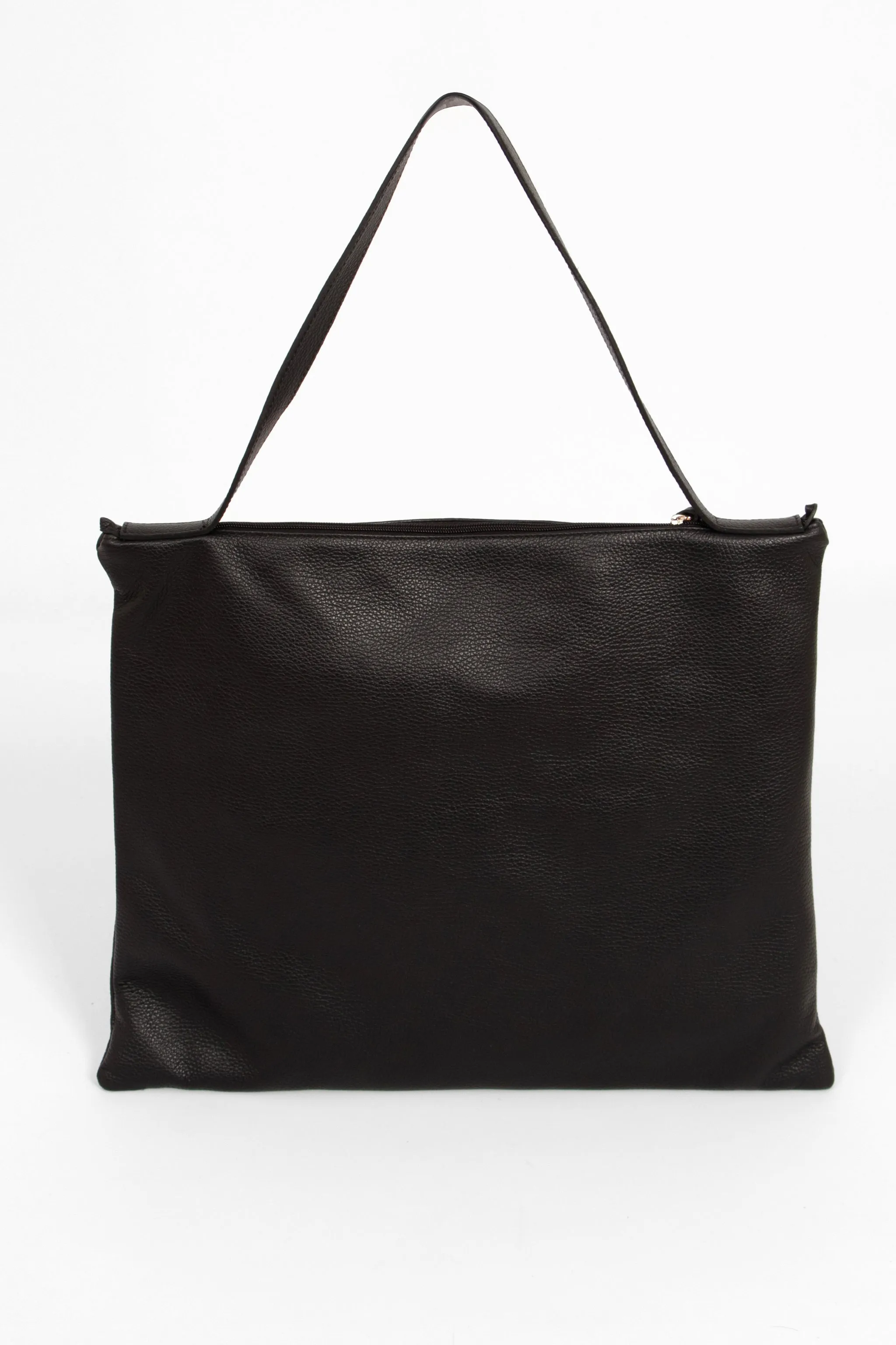Dulce Italian Leather Large Tote Bag - Black, Pebbled