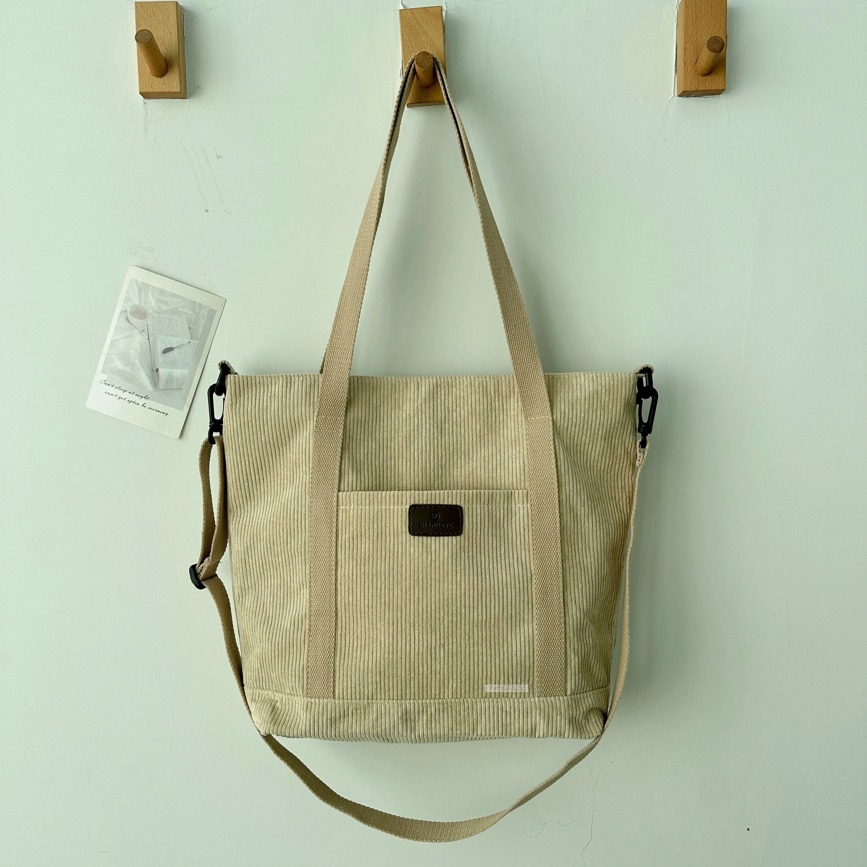 Fall Winter Popular Corduroy Bag Women's Large Capacity Shoulder Tote Bag Niche Work Clothing Class College Students Crossbody Bag