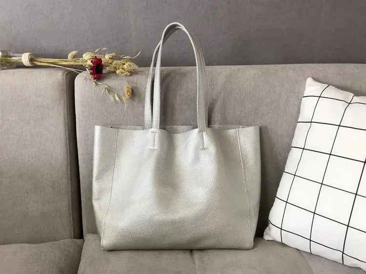 Fashion Womens White Leather Tote Bags White Shoulder Tote Bags White Handbags Tote For Women