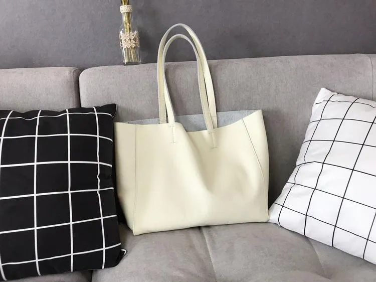 Fashion Womens White Leather Tote Bags White Shoulder Tote Bags White Handbags Tote For Women