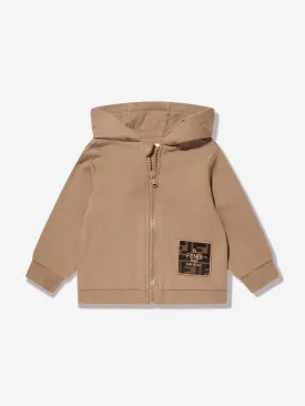 Fendi Baby Logo Patch Zip Up Top in Beige