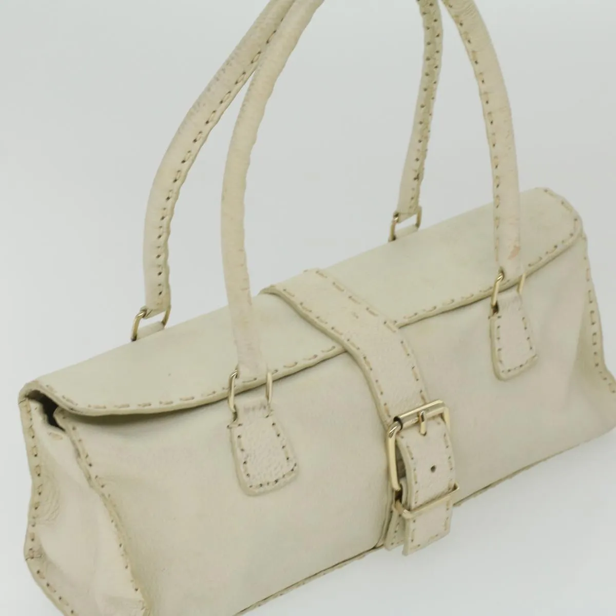 FENDI Celeria Shoulder Bag Leather White  ar8736