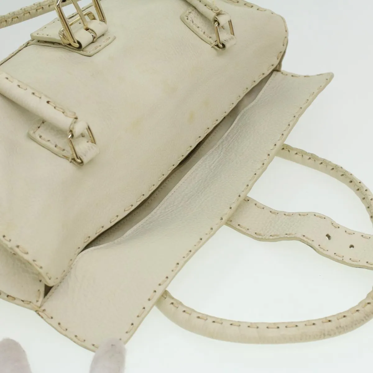 FENDI Celeria Shoulder Bag Leather White  ar8736