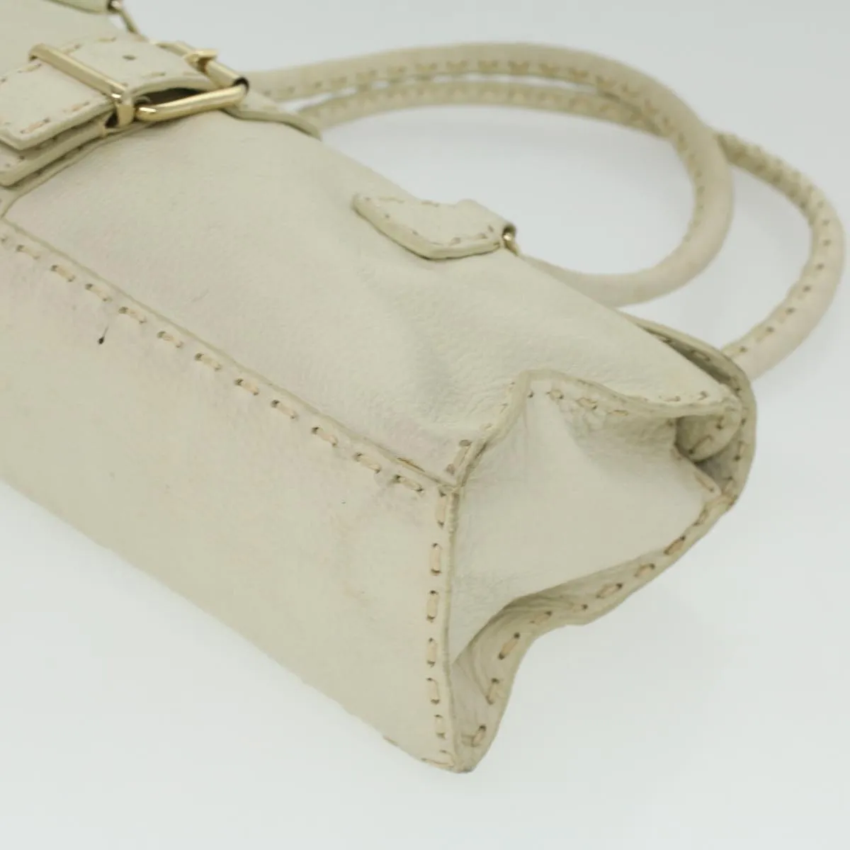 FENDI Celeria Shoulder Bag Leather White  ar8736