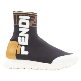 Fendi fila mania logo lettering zucca ff sock knit high top sneaker