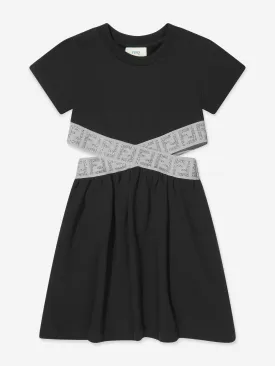 Fendi Girls FF Logo Waist Dress in Black