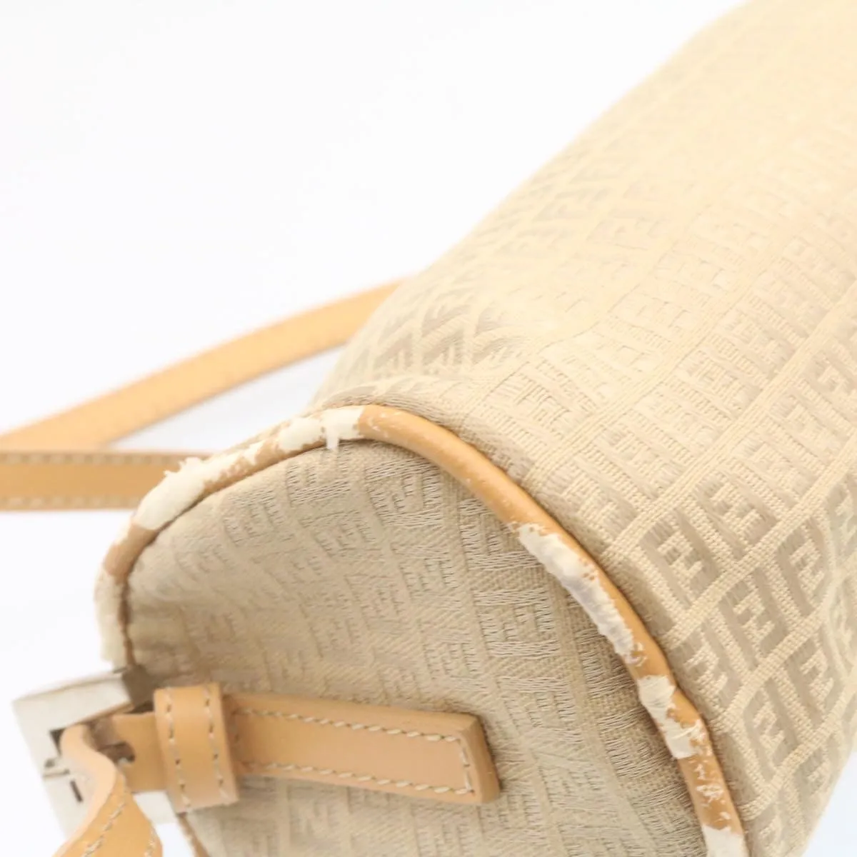 FENDI Micro Zucca Canvas Accessory Pouch Beige Auth am1285g