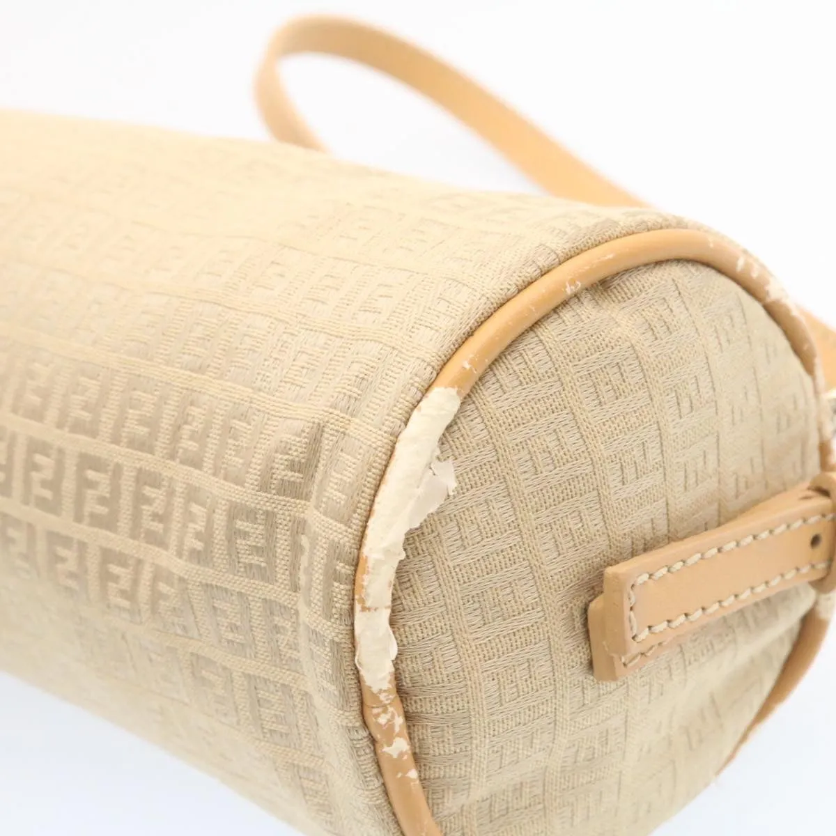 FENDI Micro Zucca Canvas Accessory Pouch Beige Auth am1285g