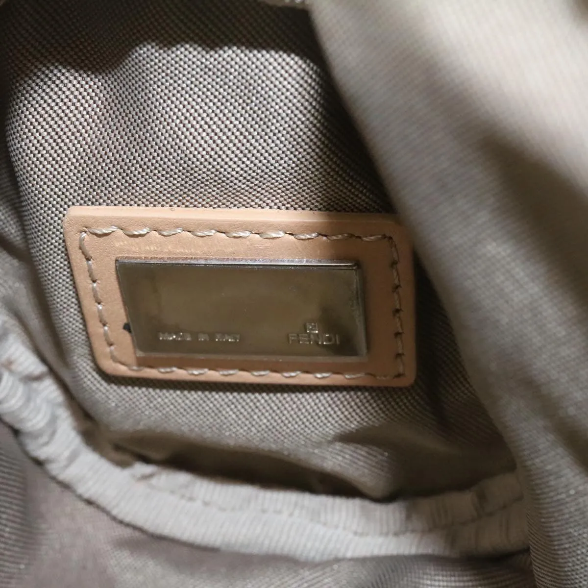 FENDI Micro Zucca Canvas Accessory Pouch Beige Auth am1285g
