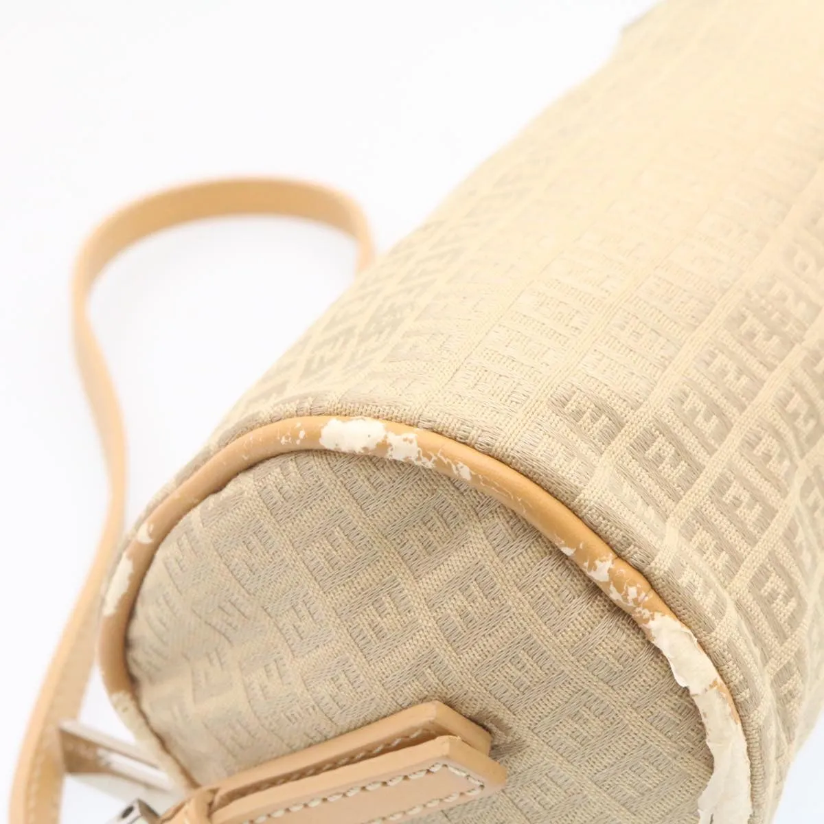 FENDI Micro Zucca Canvas Accessory Pouch Beige Auth am1285g