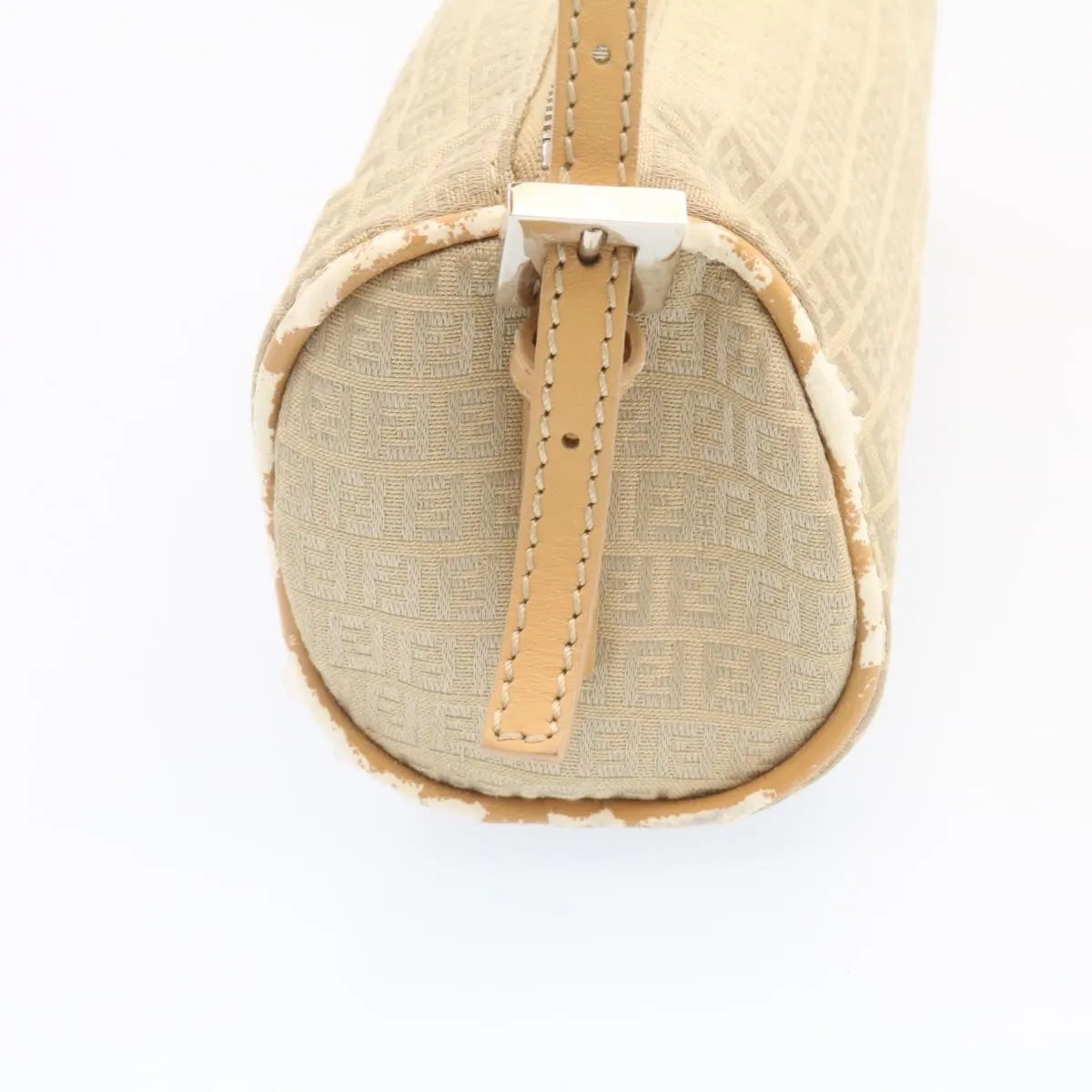 FENDI Micro Zucca Canvas Accessory Pouch Beige Auth am1285g