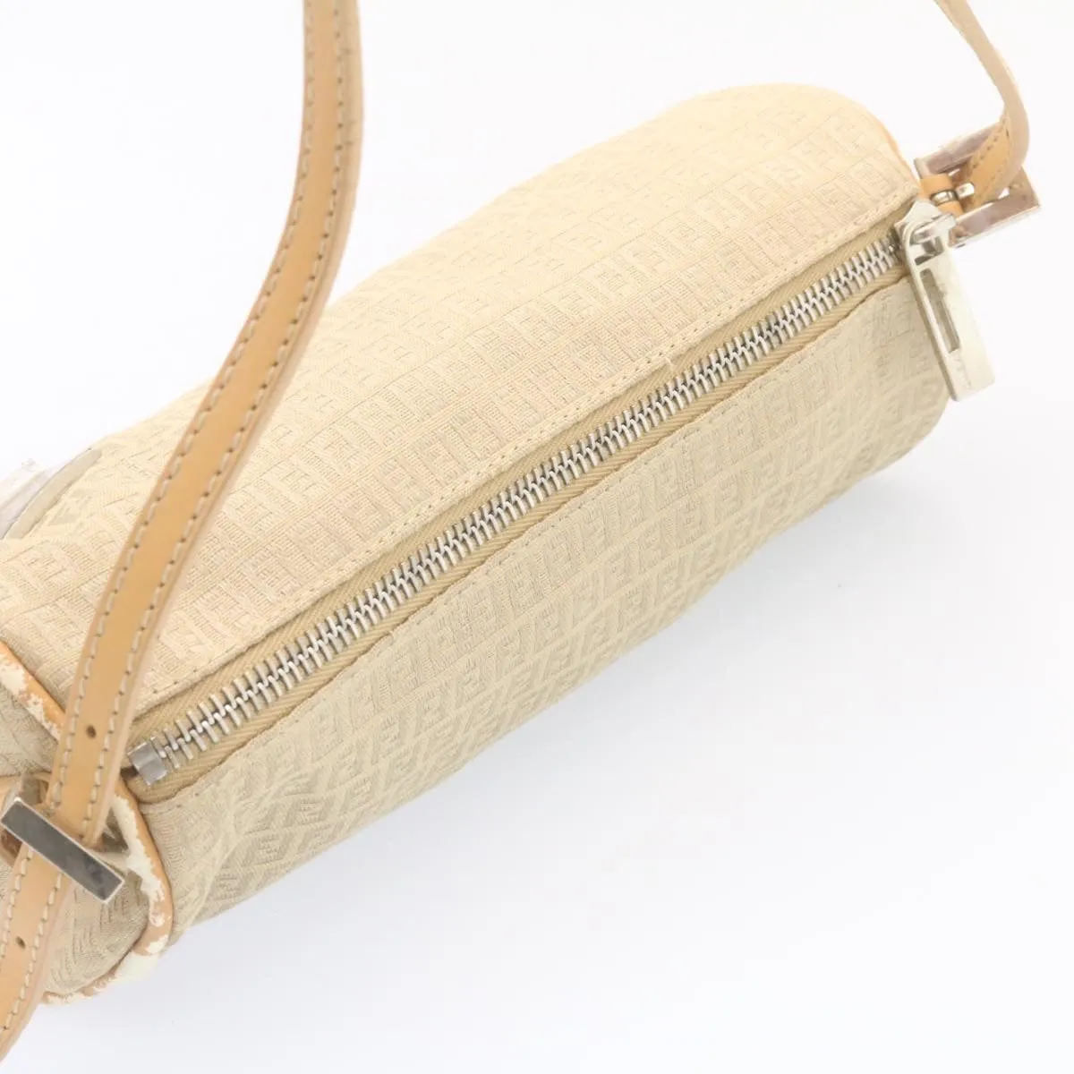FENDI Micro Zucca Canvas Accessory Pouch Beige Auth am1285g