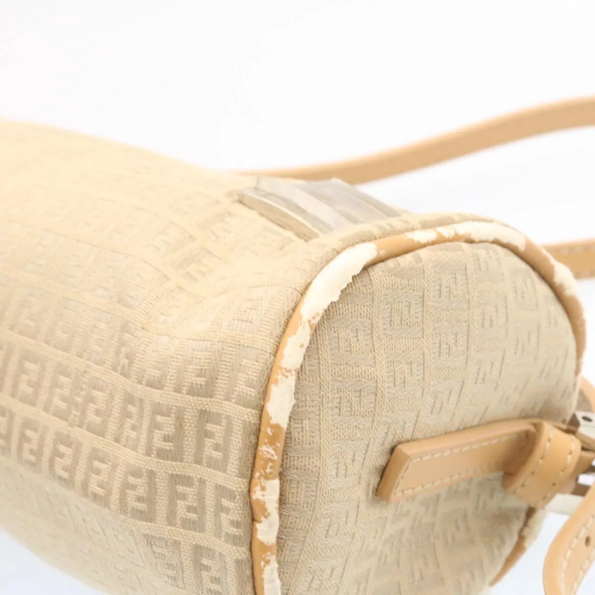 FENDI Micro Zucca Canvas Accessory Pouch Beige Auth am1285g