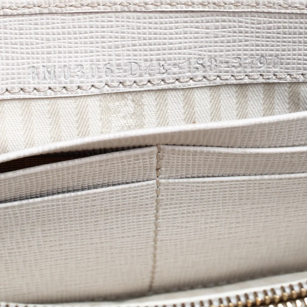 Fendi Off White/Black Leather Envelope Continental Wallet