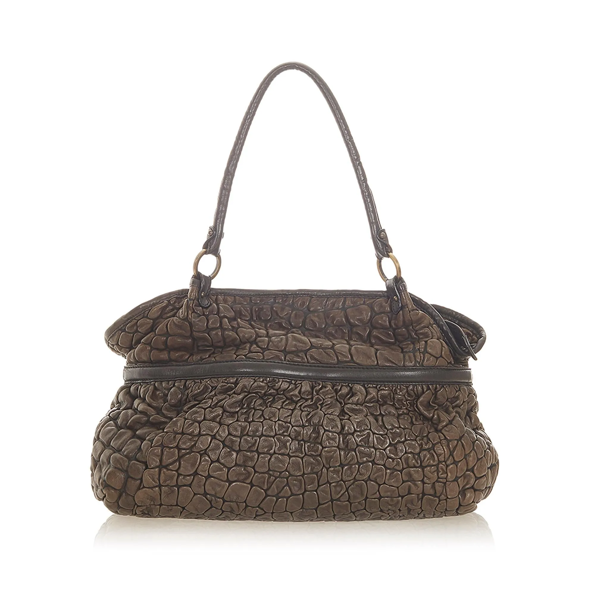 Fendi Puckered Bubble Leather Chef Shoulder Bag (SHG-32371)
