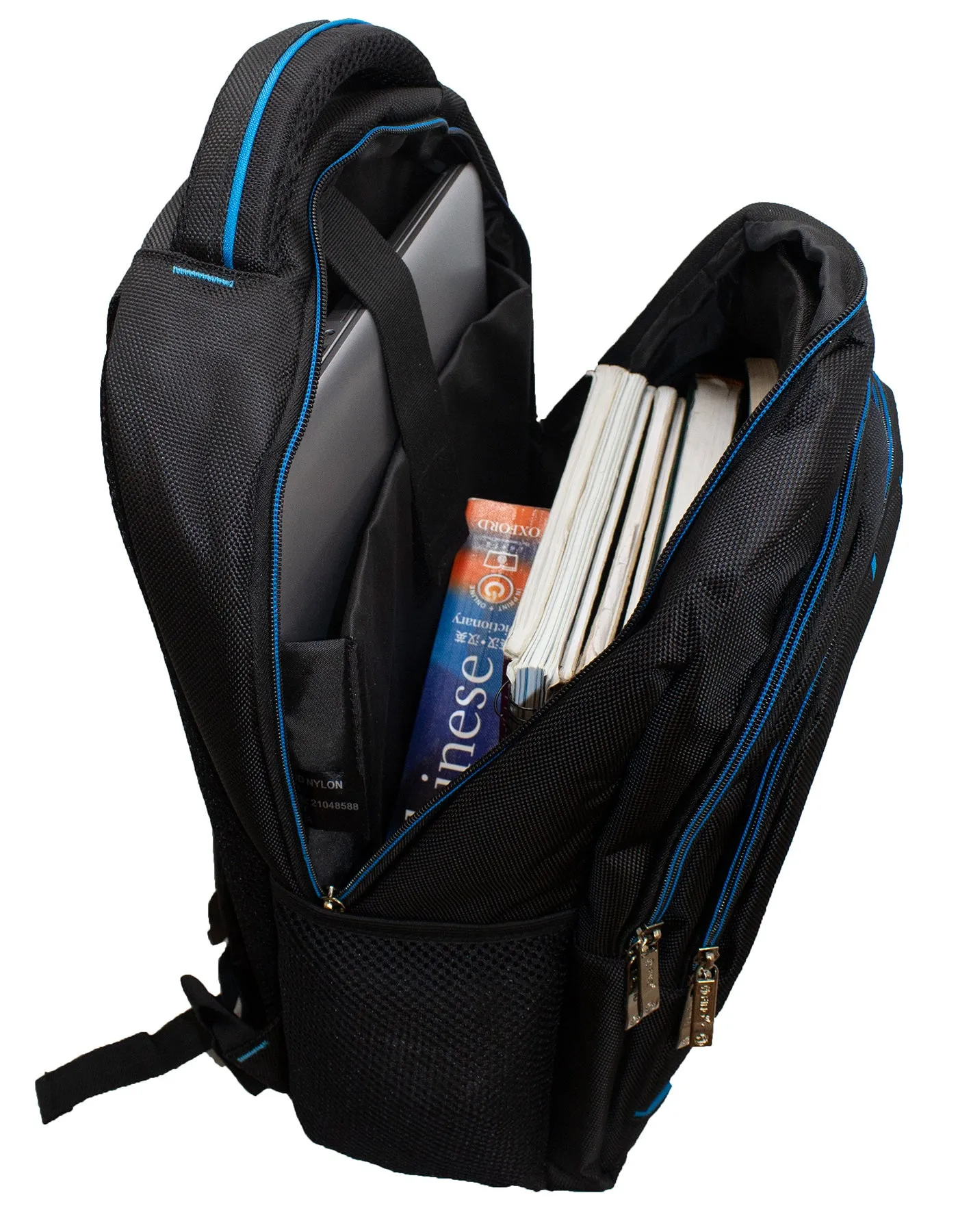 Fino SK-9028 Unisex 15 Inch Laptop Backpack with Blue Piping-19 Litre - Black