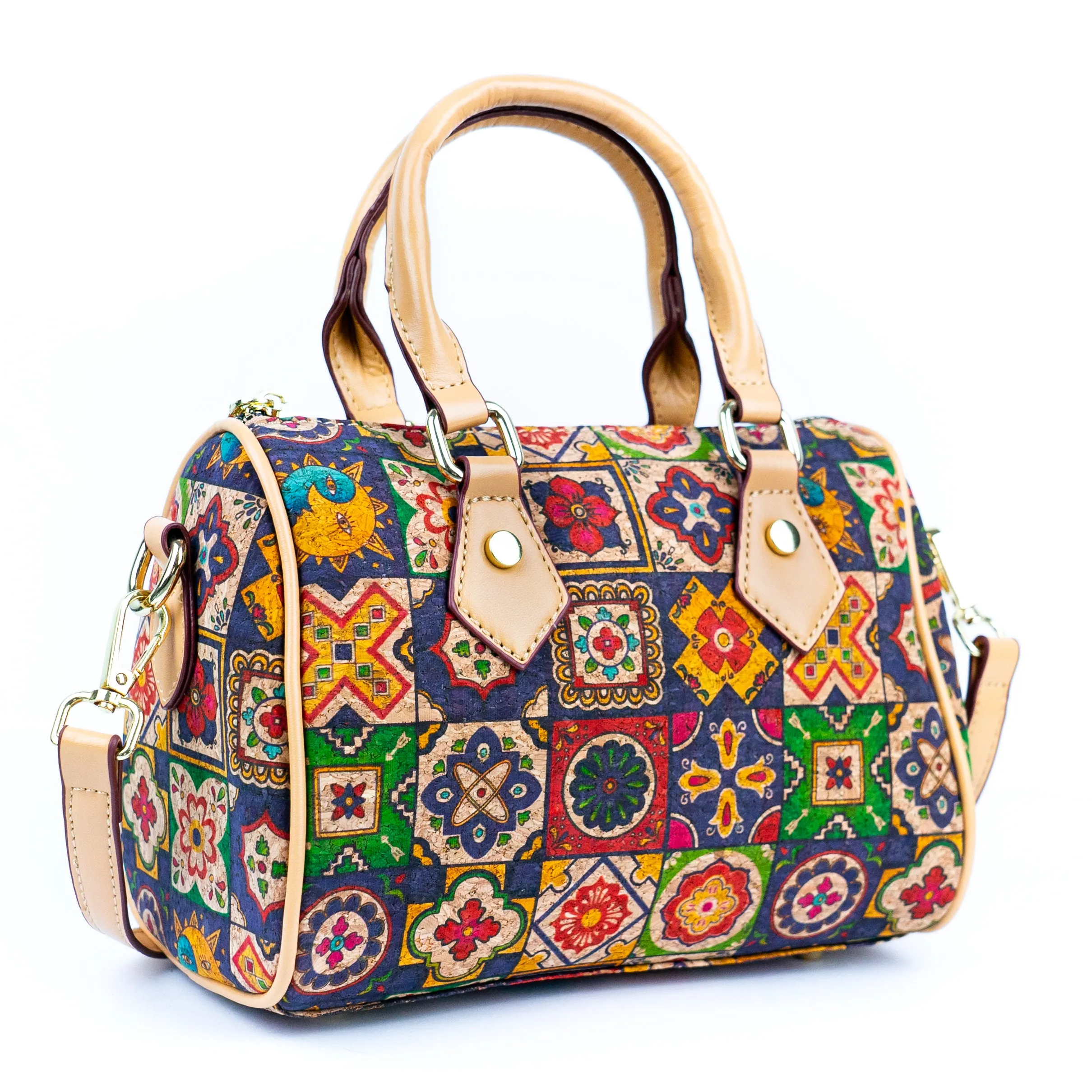 Floral Cork Crossbody Barrel Bag BAG-2335