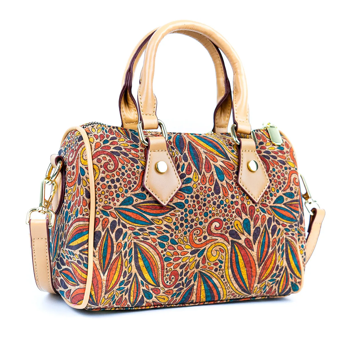Floral Cork Crossbody Barrel Bag BAG-2335