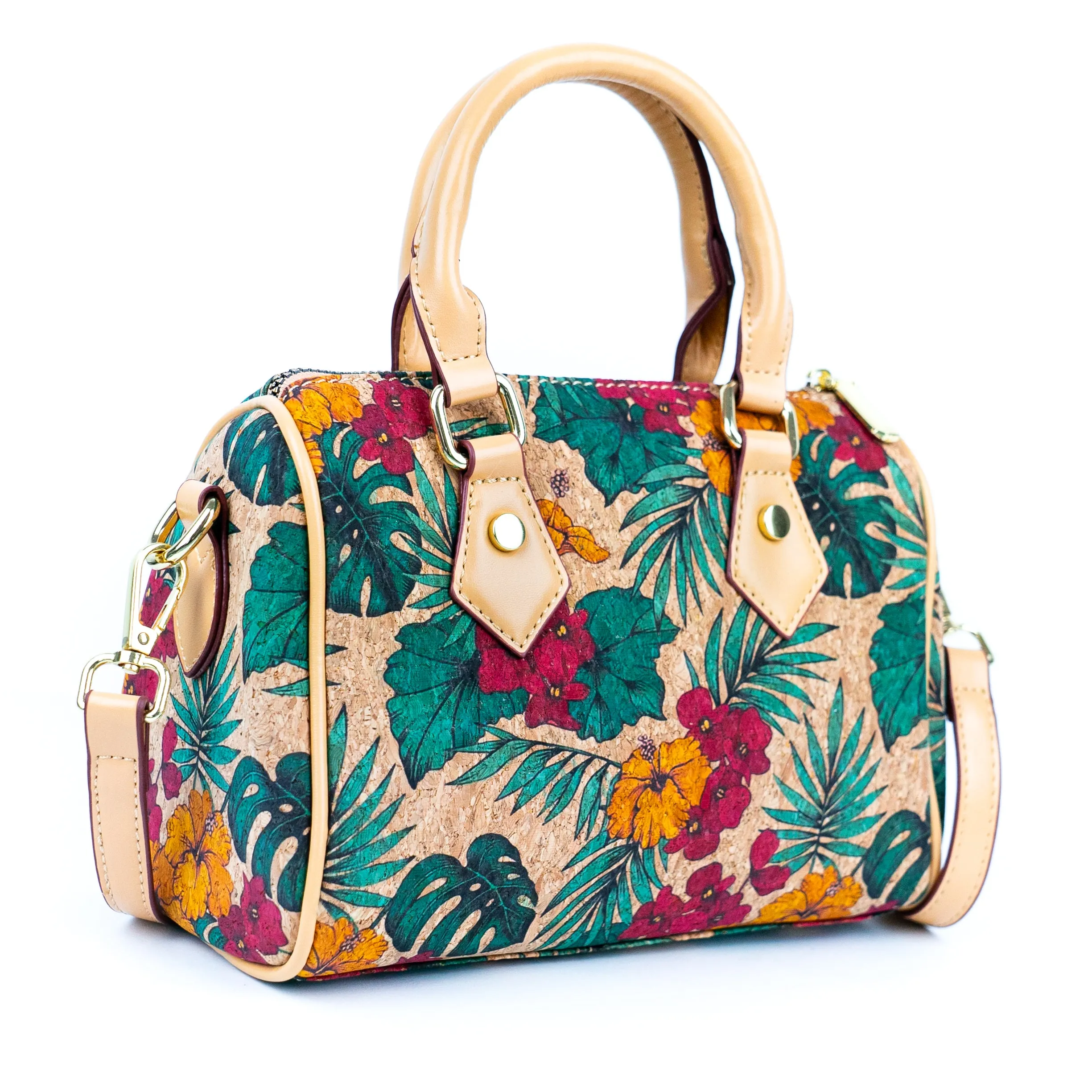 Floral Cork Crossbody Barrel Bag BAG-2335