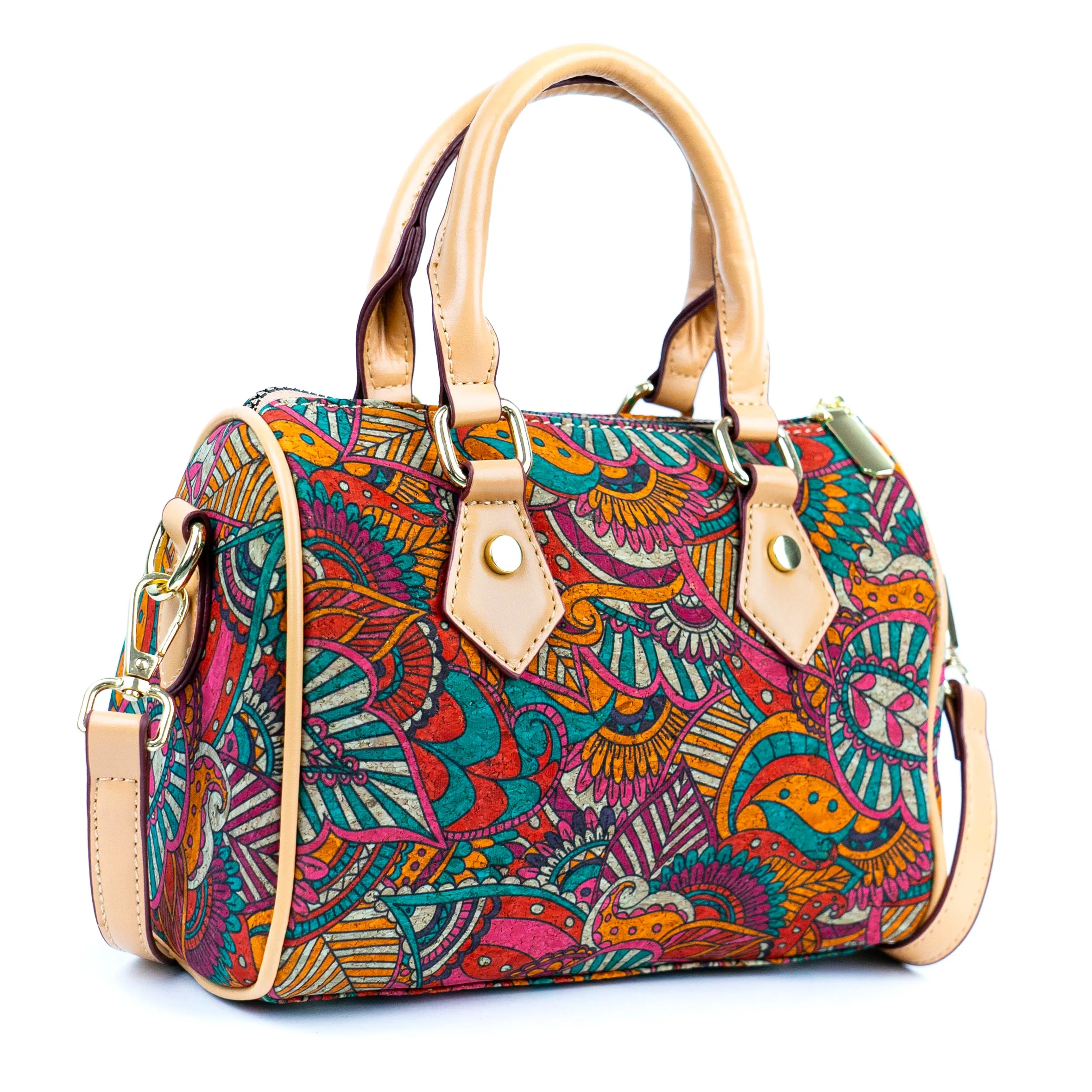 Floral Cork Crossbody Barrel Bag BAG-2335