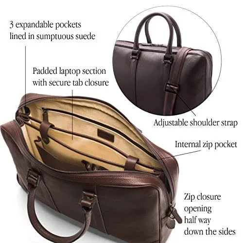 Gainsborough Leather 15" Laptop Bag - Brown With Gunmetal