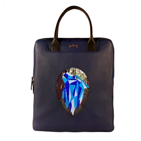 Genuine Leather Handcrafted Laptop Bag Unisex (Navy Blue)