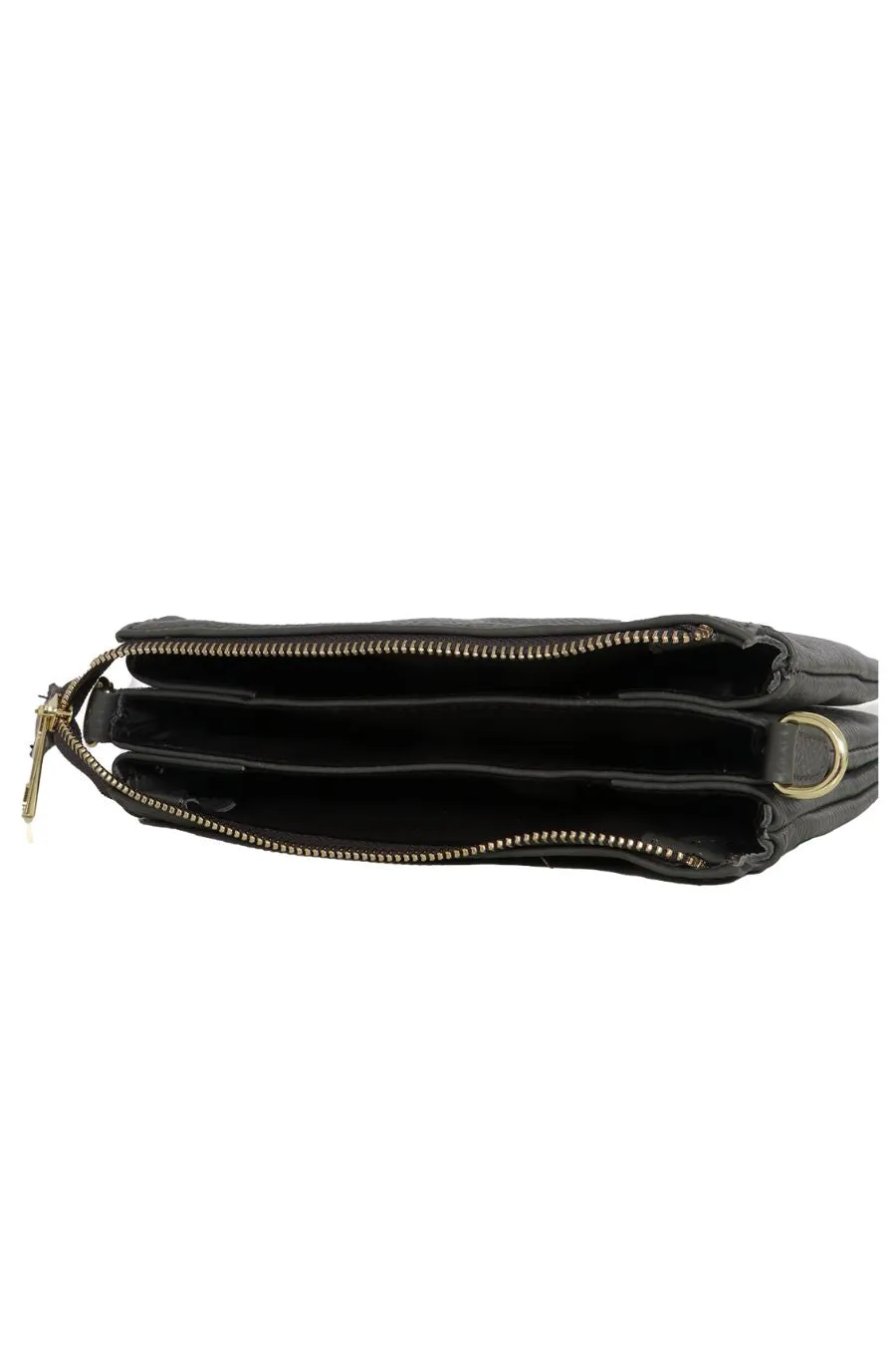 Gia - Italian Leather Crossbody Bag - Dark Grey, Pebbled