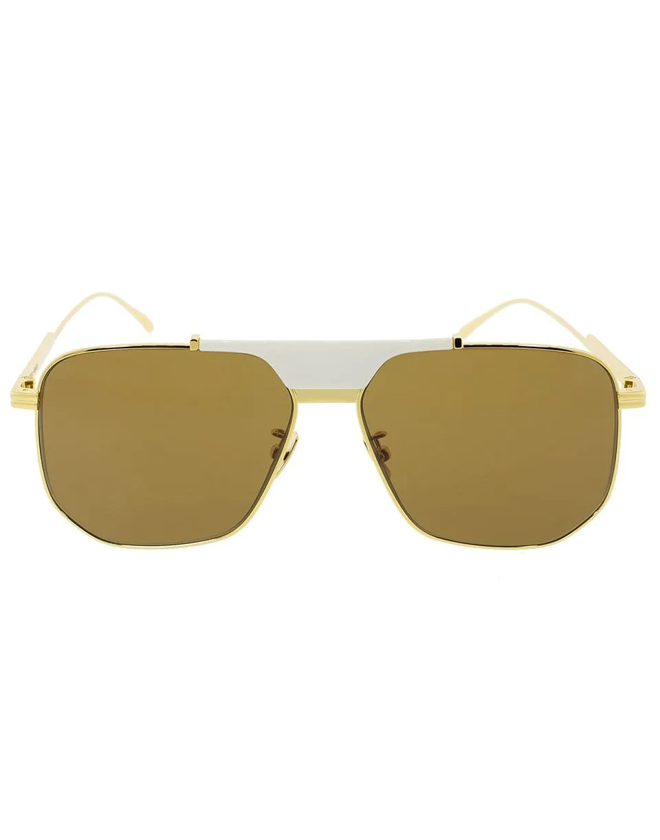 Gold and Brown Classic Sunglasses