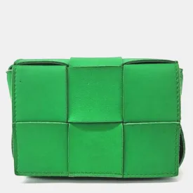 Green Leather Cassette Mini Crossbody Bag