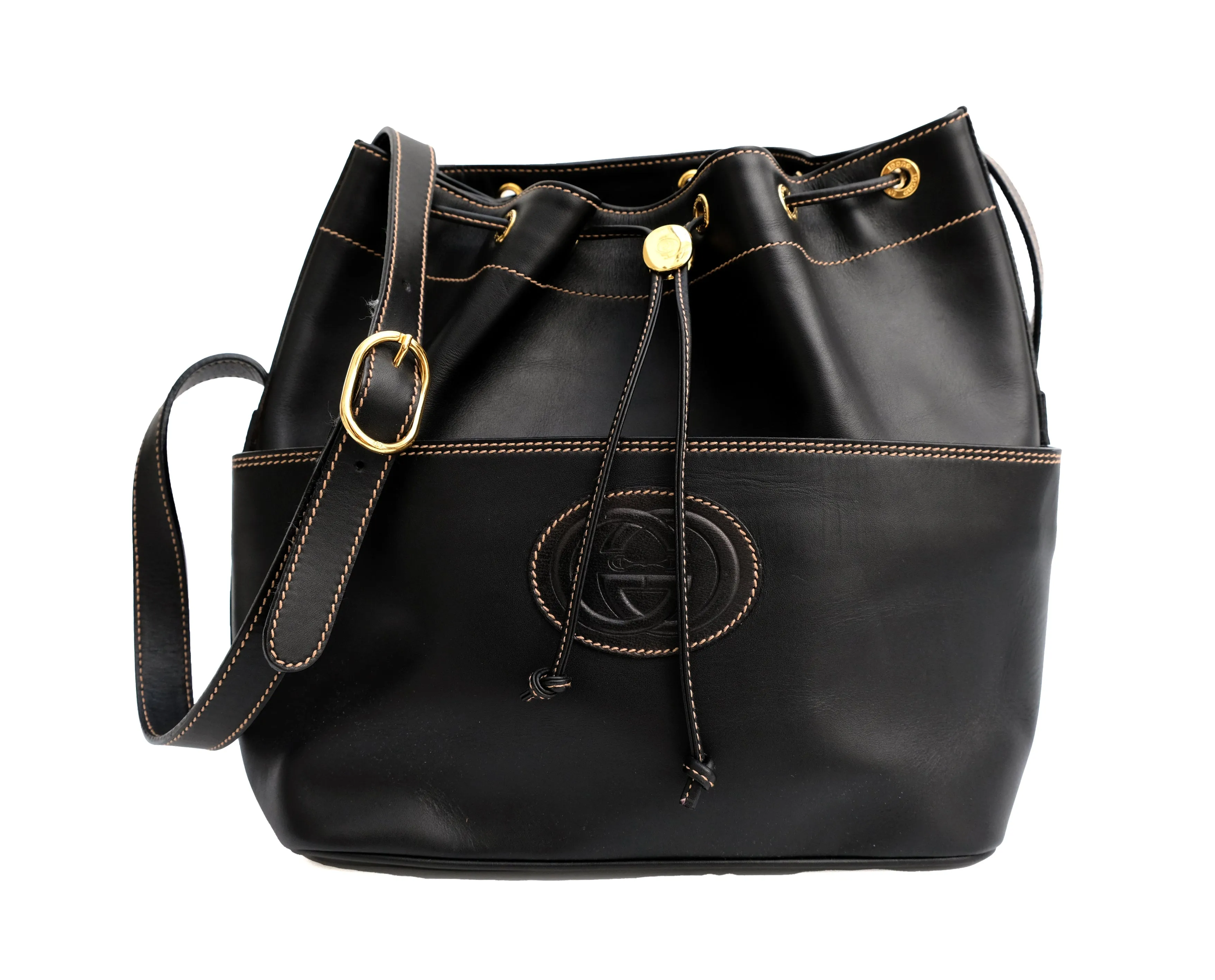 Gucci Vintage Bucket Bag in Black Leather, M