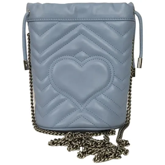 Gucci Women's Bucket Bag Marmont GG Mini Matelasse Pink And Blue Quilted Leather
