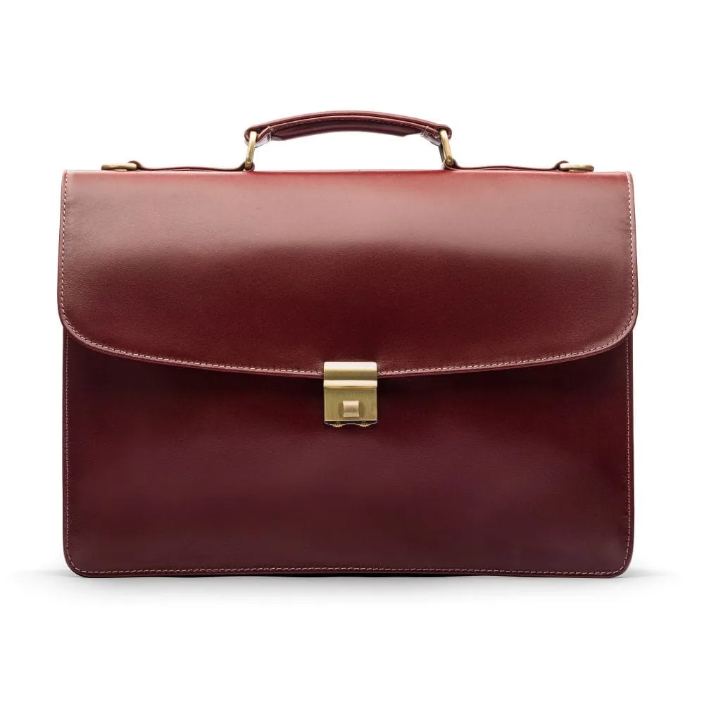 Hampton Leather Trolley Sleeve Briefcase - Dark Tan