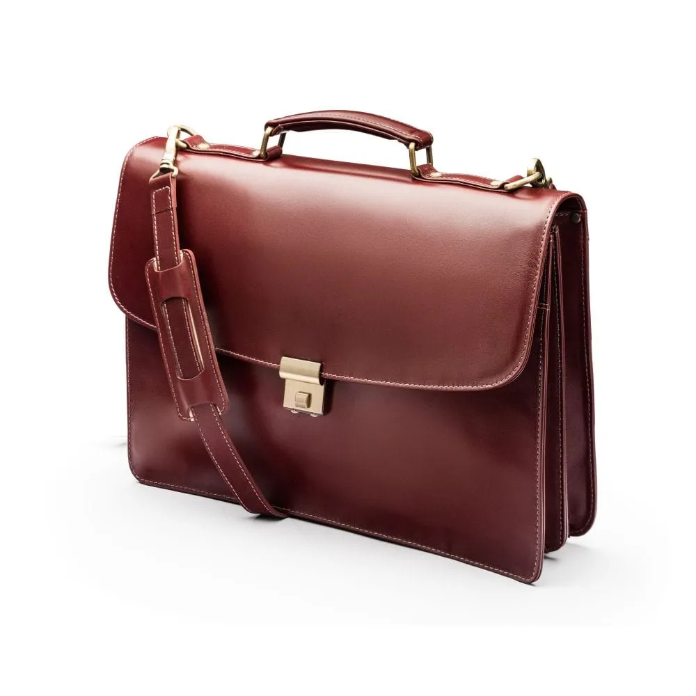 Hampton Leather Trolley Sleeve Briefcase - Dark Tan
