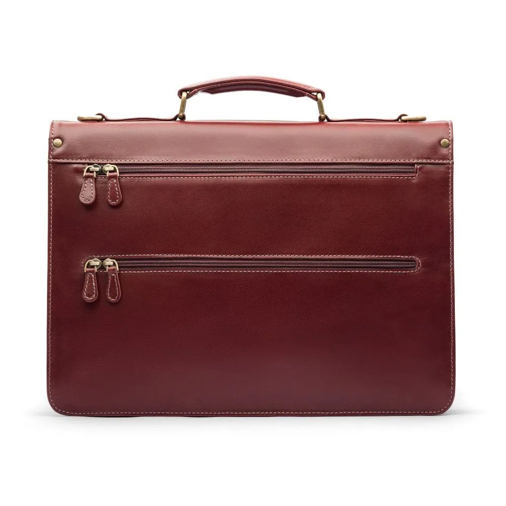 Hampton Leather Trolley Sleeve Briefcase - Dark Tan
